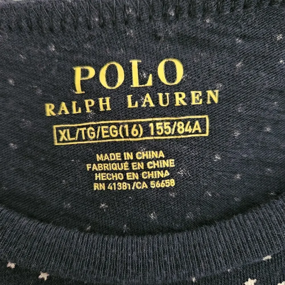 Polo Ralph Lauren Girls Knit Dress Sz XL (16 Navy Blue White Stars Elastic Waist